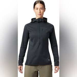 Mountain Hardwear Womens Large Type 2 Fun 3/4 Zip Grid Fleece Pullover Hoodie